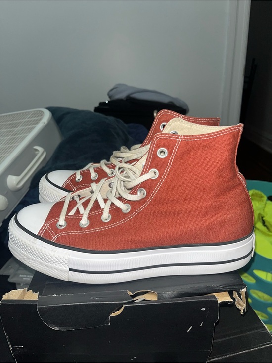 Converse Shoes - Converse High-Top Canvas Sneakers in Rust Orange with White Sole